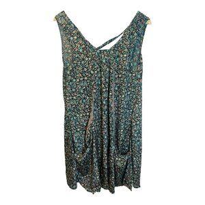 Karma Highway Sleeveless Boho Mini Dress OS Floral Beach Boho Hippie Pockets Tie